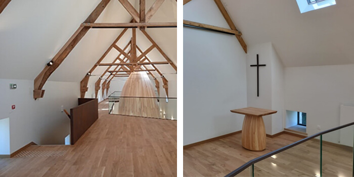 Une petite chapelle a également été créée pour celles et ceux qui souhaitent se recueillir à l’étage.